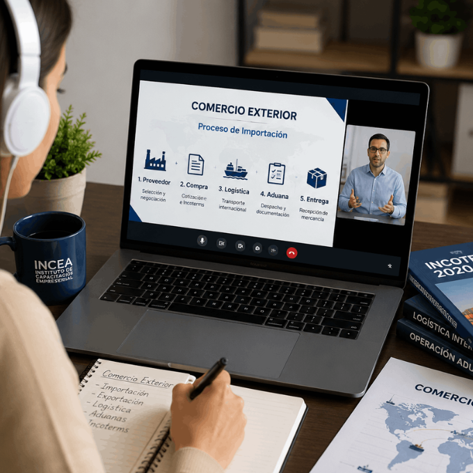 Cursos online de comercio exterior de INCEA con capacitación en vivo a distancia